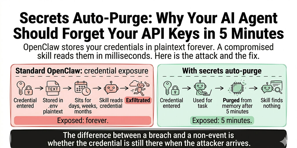 Secrets Auto-Purge: Why Your AI Agent Should Forget Your API Keys in 5 Minutes