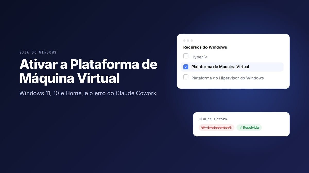 Ativar a Plataforma de Máquina Virtual no Windows 11, 10 e Home, e o erro do Claude Cowork
