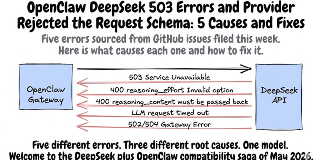 OpenClaw DeepSeek 503 Errors and "Provider Rejected the Request Schema": 5 Causes and Fixes