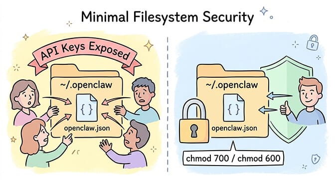 Set file permissions on OpenClaw config