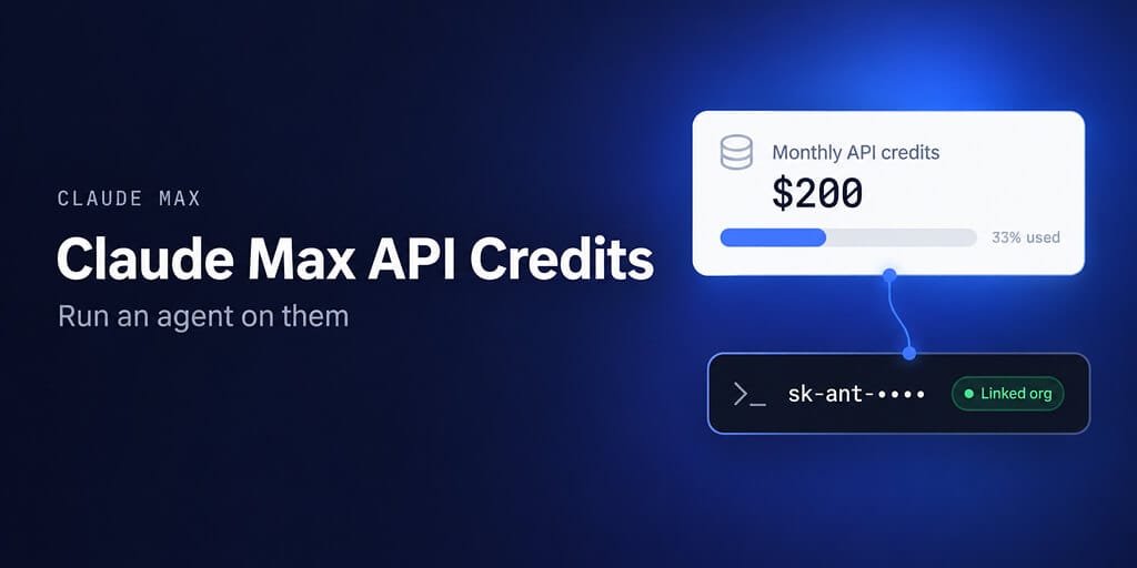 Claude Max API credits: a $200 monthly API credit balance linked to an sk-ant API key in a Console organization