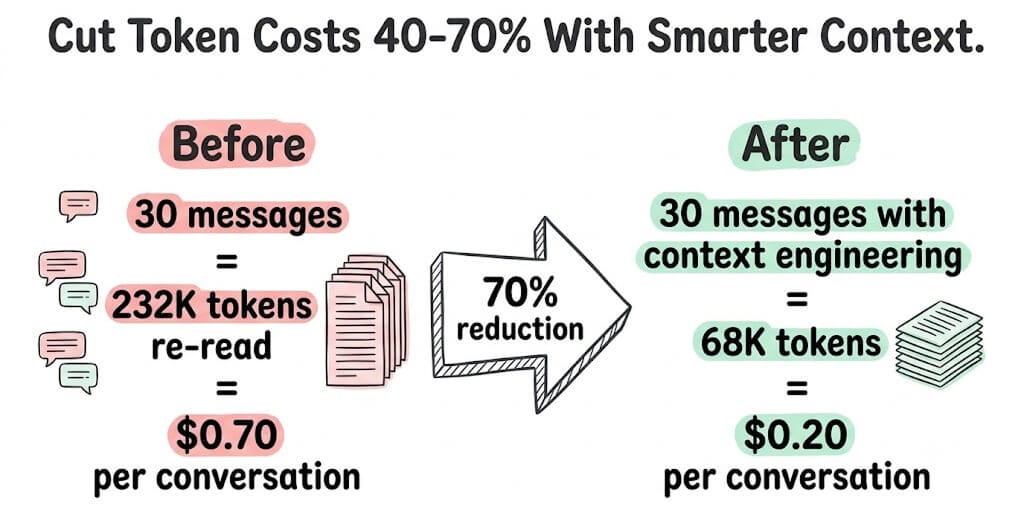 How to Cut AI Agent Token Costs 40-70% With Smarter Context Management