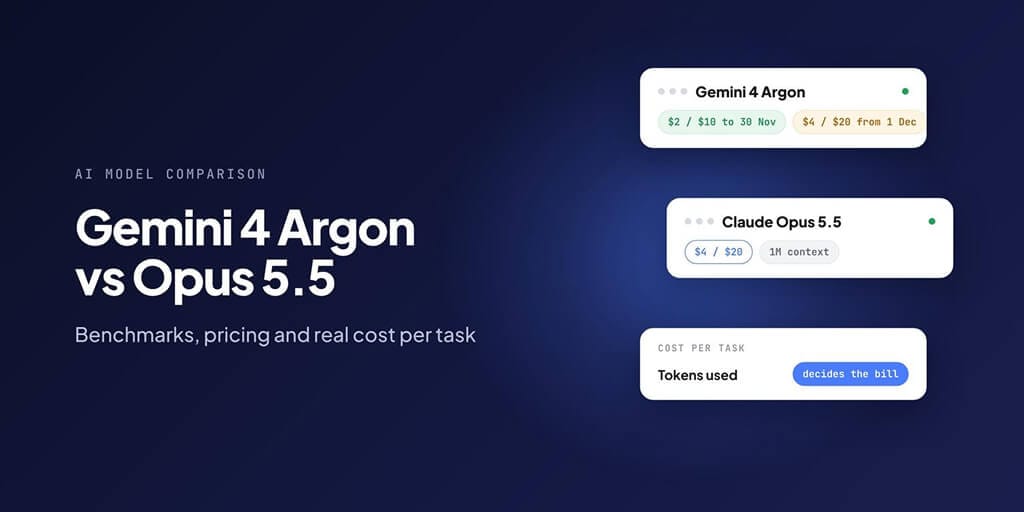 Gemini 4 Argon vs Claude Opus 5.5 for AI Agents: Benchmarks, Pricing and Real Cost per Task
