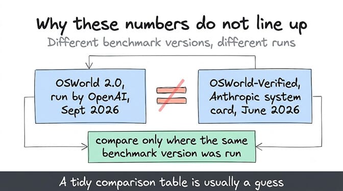 Why these numbers do not line up: Astra leads every agent benchmark where a direct comparison exists, but the versions differ between vendors, Sonnet 5's numbers come from different benchmark releases entirely, and a leaderboard position cannot tell you whether the capability is worth several times the cost on your own workload