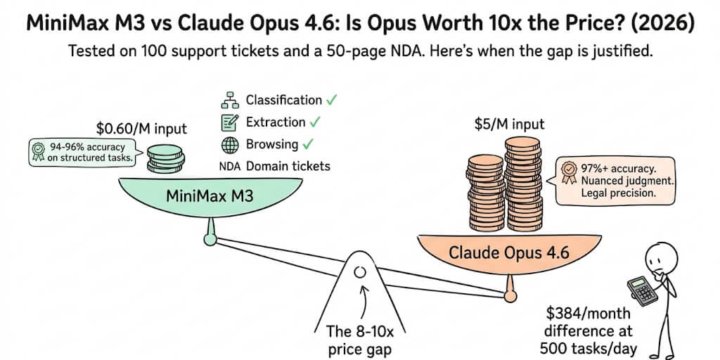 MiniMax M3 vs Claude Opus 4.6: Is Opus Worth 10x the Price? (2026)
