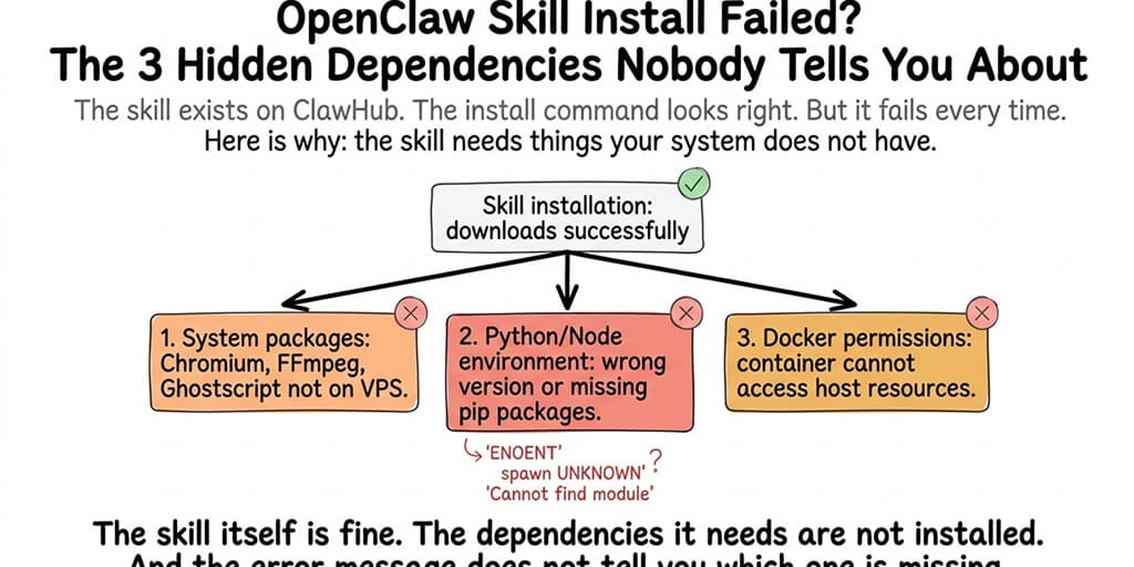 OpenClaw Skill Install Failed? The 3 Hidden Dependencies Nobody Tells You About