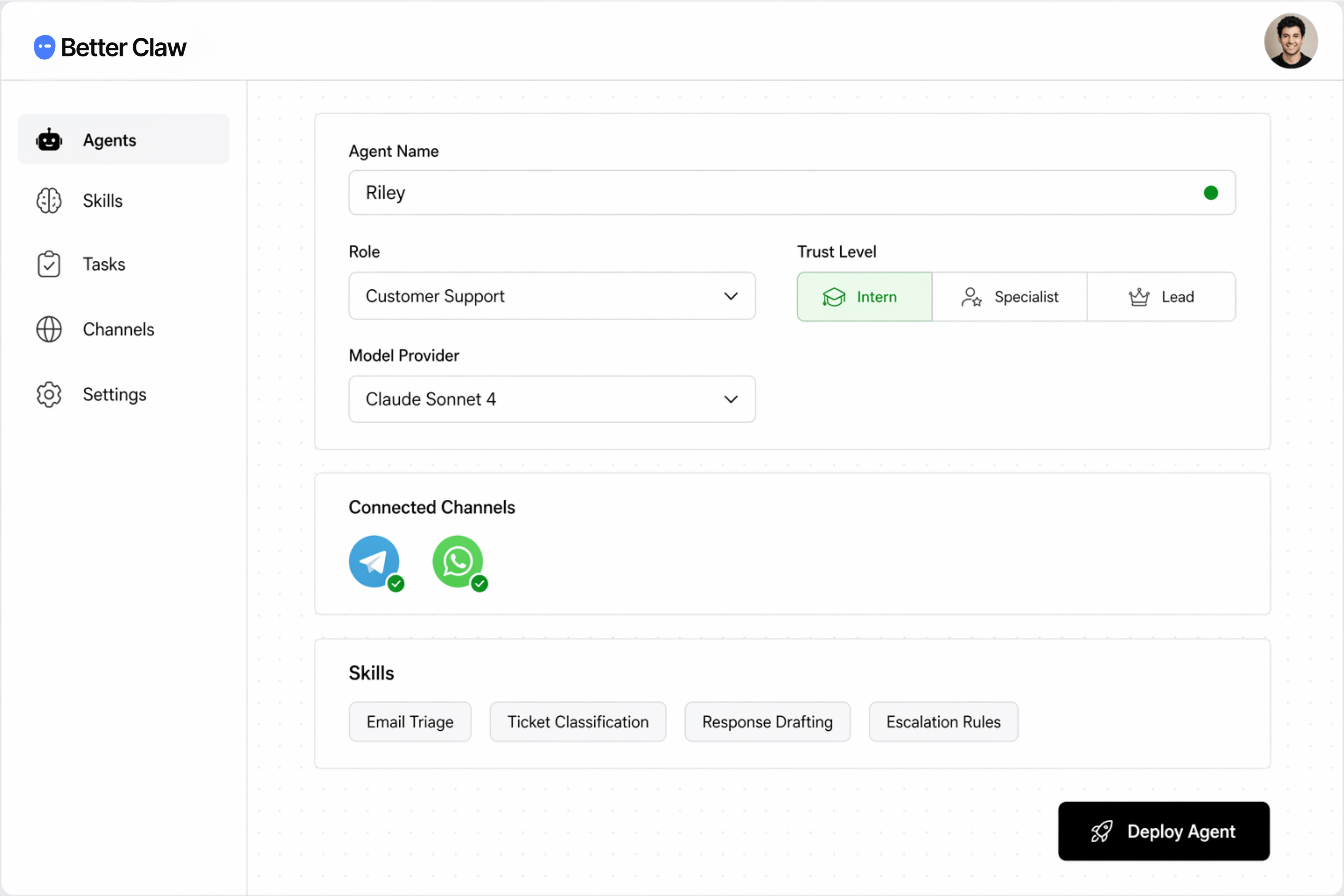 BetterClaw visual agent builder replacing Hermes Agent's config.yaml, SOUL.md, and AGENTS.md files