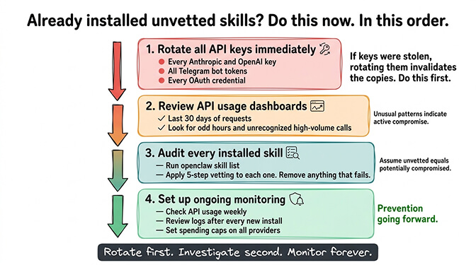 Damage control steps for unvetted skills