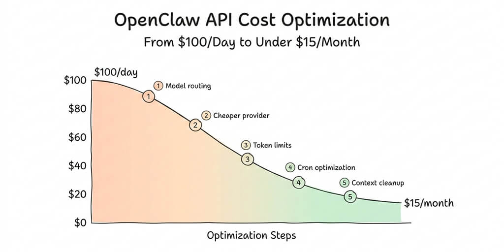 OpenClaw API Cost: How I Cut My Bill From $100/Day to Under $15/Month